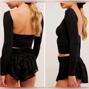 New! Free People Black Snow Angel Micro Shorts - Size M Whimsygoth Coquette Goth